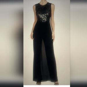 BCBG Maxazria Lindee dress formal black sequins chiffon and pants sz 4